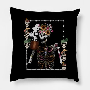 coffee drinking skeleton lazy diy halloween costume women Pillow