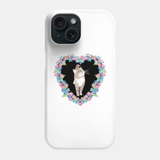 Coco Cat with Forget me not flowers in a heart Phone Case