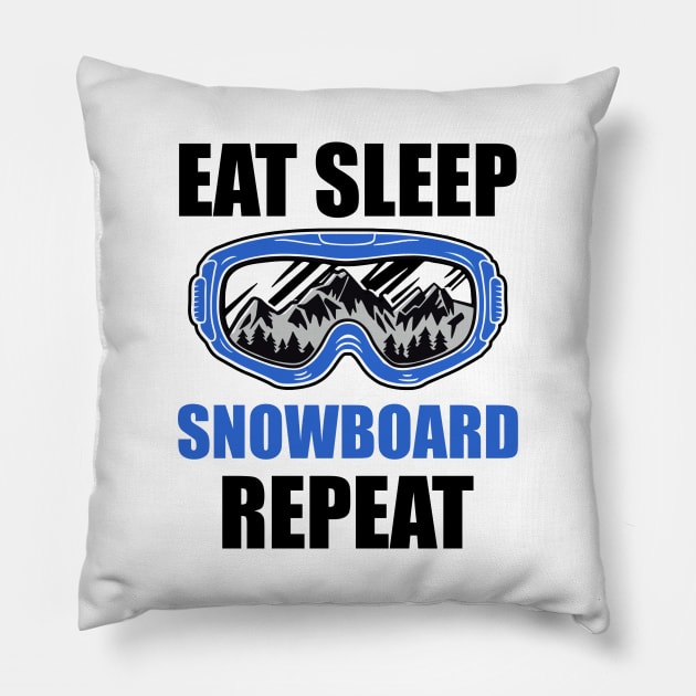 Eat Sleep Snowboard Repeat Snowboard Lover Pillow by DanYoungOfficial