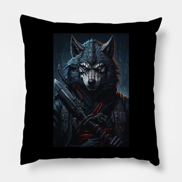 Ninja Wolf Pillow by SARKAR3.0