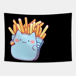 French Fries Cat Cute-Kawaii Tapestry