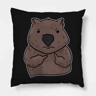 Grumpy Wombat Holding Middle finger funny gift Pillow