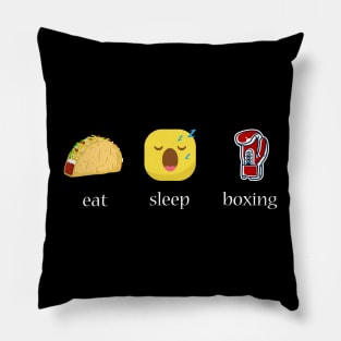 Eat sleep boxing repeat emoji emoticons graphic Pillow