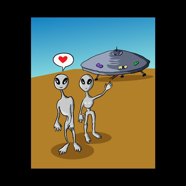 Alien with UFO T Shirt by Zeruwsky Artwork
