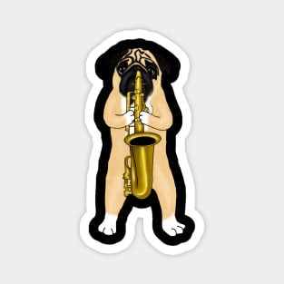 Pug Playing Saxophone Jazz Lovers Dog Gift Magnet