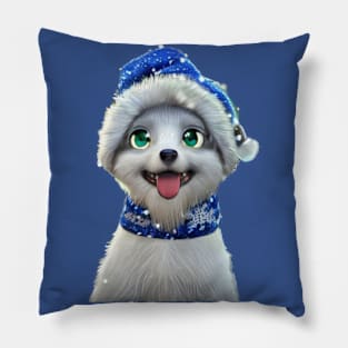 Cute anime dog with beanie Pillow