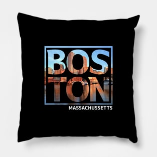 Boston Massachusetts Typography Pillow