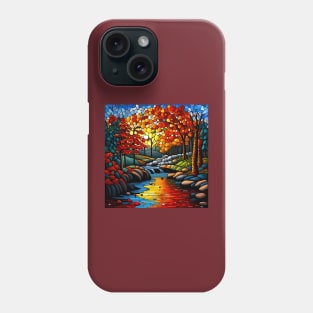 Stained Glass River Running Amid Autumn Foliage Phone Case