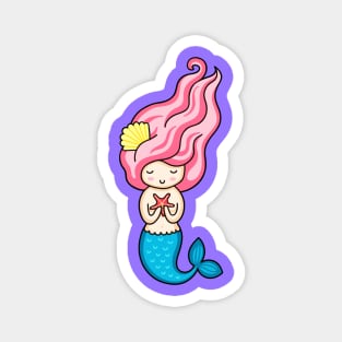 Cute Happy Mermaid Lover - Girly Cute Funny Design Magnet