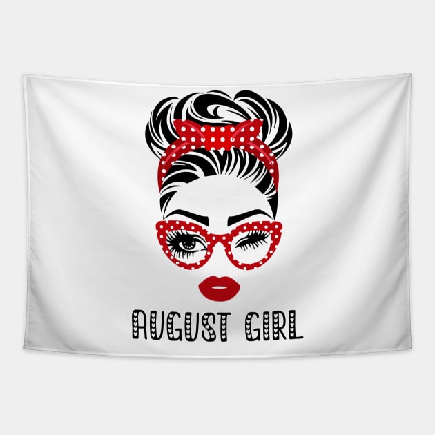 August Girl Woman Face Wink Eyes Lady Face Birthday Gift Tapestry by Tun Clothing