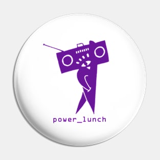 power_lunch boomboxdude logo (purple print) Pin