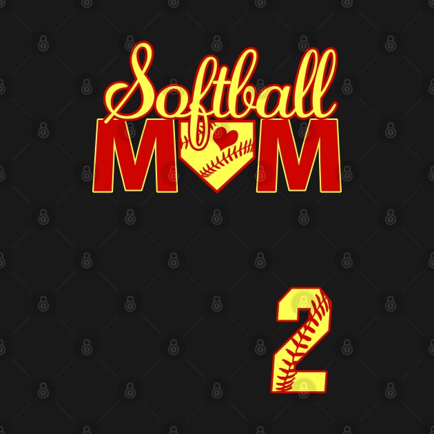 Softball Mom #2 Jersey Favorite Player Biggest Fan Heart by TeeCreations