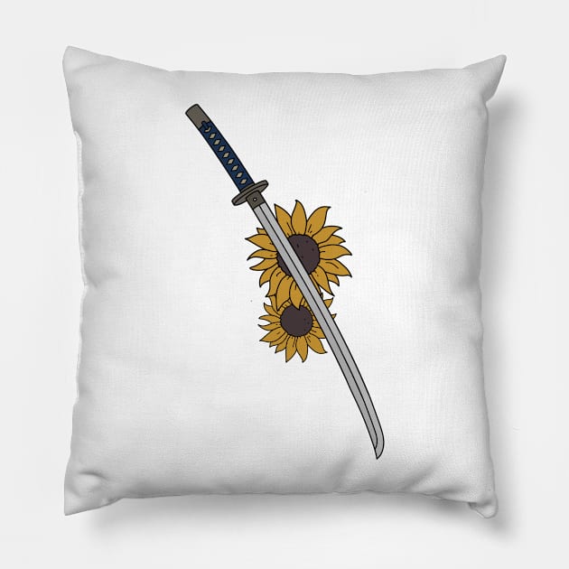 Sunflower Katana Pillow by archvinde