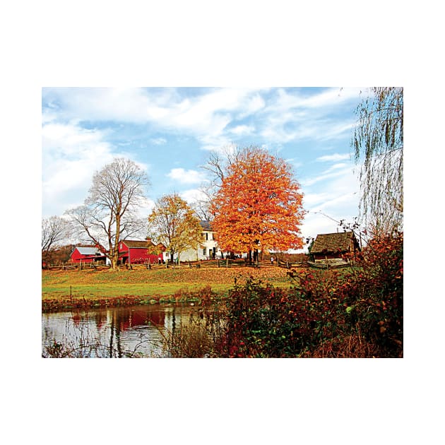 Farms - Farm by Pond in Autumn by SusanSavad