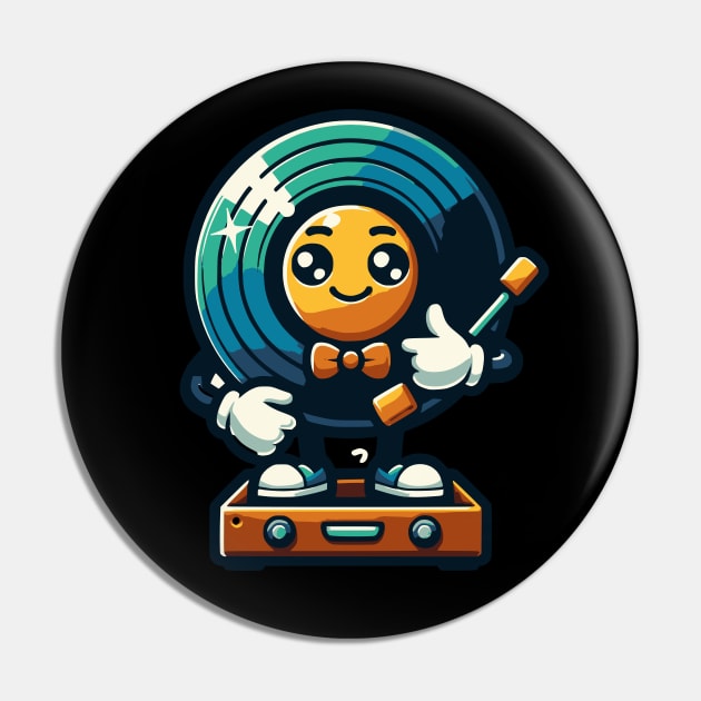 Cute Vinyl Player Pin by NorseMagic