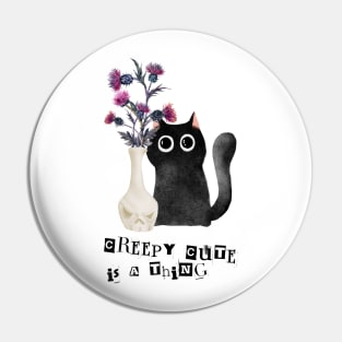 Black Witches Cat Creepy Cute Pin