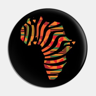 Kente, Africa Map with Stripes, Ghana Pattern Pin