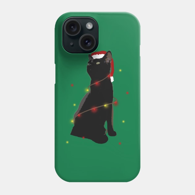 Christmas Lights Cat Phone Case by Collage Collective Berlin