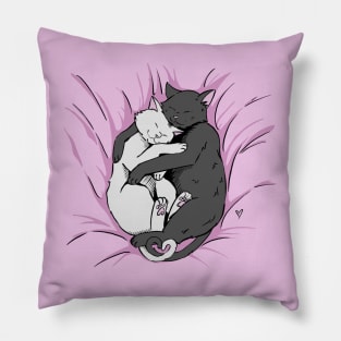 cat couple together love tenderness warm feelings Pillow