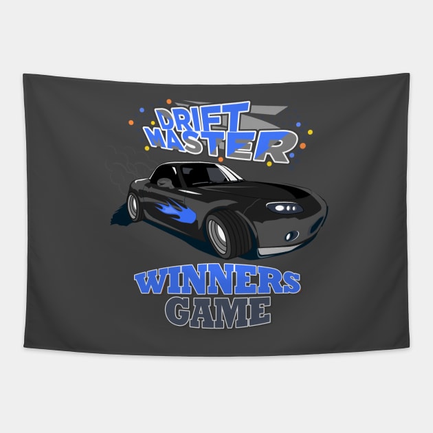 Drift Master Black Car design Tapestry by 1Nine7Nine