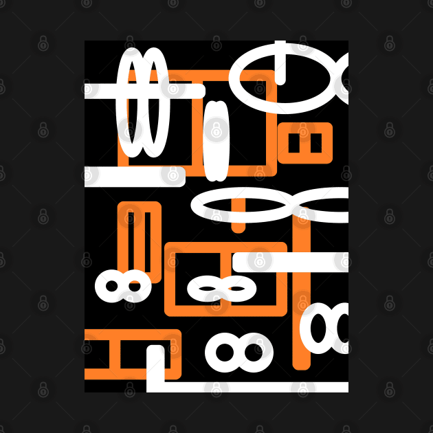 Orange  and black geometric abstract art design by VICTIMRED