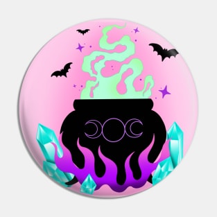 Cauldron with crystals Pin