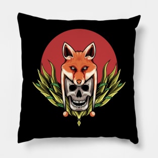 Skull with Fox Head Pillow