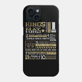 37th Birthday Gifts - Kings Born In May 1982 Phone Case