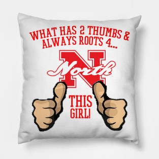 What has 2 thumbs and roots for Big Red, THIS GIRL Pillow