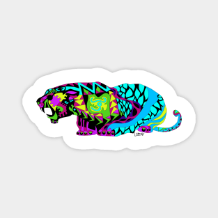 liger beast ecopop tiger monster in totonac mexican patterns Magnet