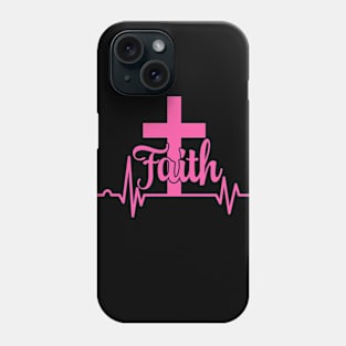 Faith Cross Heartbeat, Christian, Believer, Jesus, Hope Phone Case