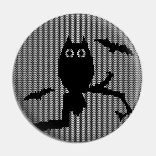 Ugly Halloween Sweater Owl and Moon Design Pin