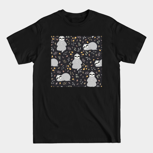 Disover Grey sloth floral pattern - Sloth - T-Shirt