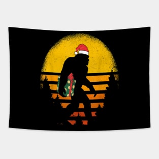 Santa Hat Sasquatch Bigfoot Christmas Tapestry