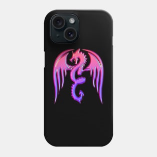 Metallic Pink and Blue Silhouette Winged Dragon Phone Case