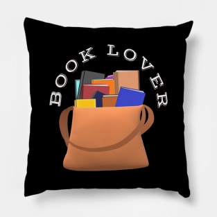 Book Lover Bag of Books (Black Background) Pillow