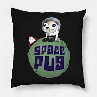 Space Pug Funny Cartoon Pillow