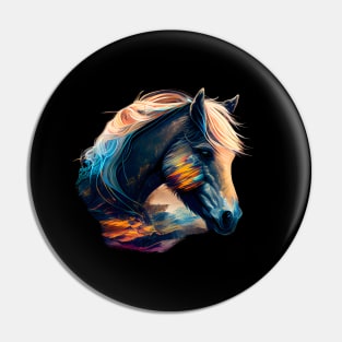 Colorful Fjord Horse Artwork 1 Pin