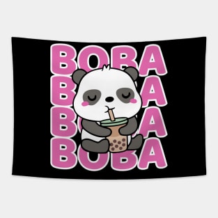 Kawaii Cute Panda Drinking Boba Tapestry