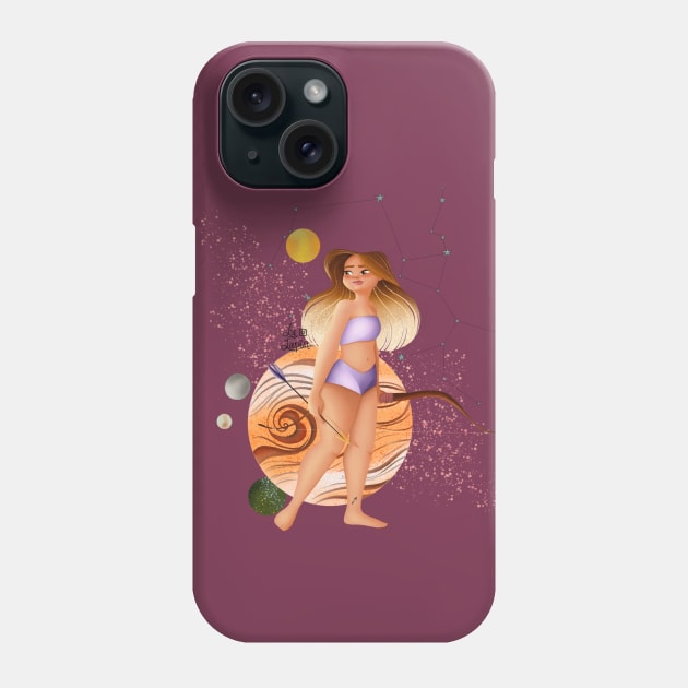 Sagittarius sign Phone Case by Lu Lapin