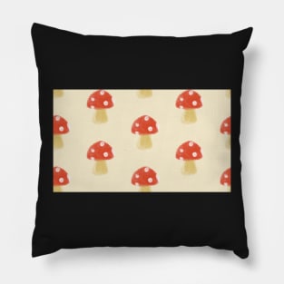 Cute Painted Red Spotted Mushroom Pattern Pillow