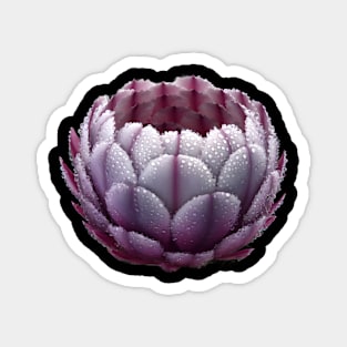 Purple Artichoke with Water Droplets on its Petals, Highlighting the Natural Beauty and Intricate Details of the Vegetable Magnet