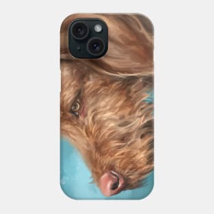 Painting of a Brown Wirehaired Vizsla Looking to the Left Side Phone Case