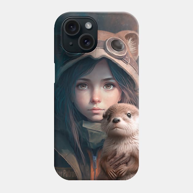 Girl and otter Phone Case by KIDEnia