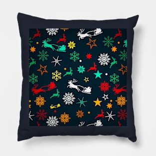 Christmas Santa and Reindeer Pattern Pillow