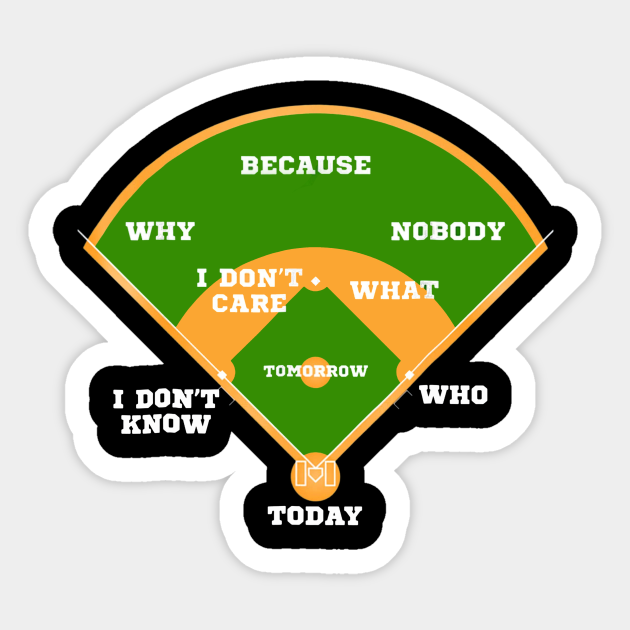 Whos on First Baseball Diamond Fielding Card - Baseball - Sticker