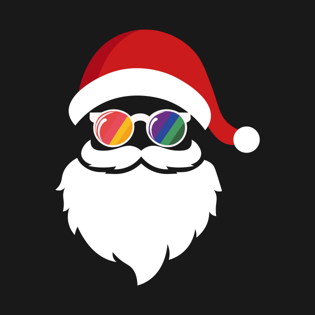 LGBT Gay Pride Santa Claus Face Christmas Rainbow Flag Cute by AimArtStudio