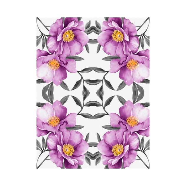 purple floral botanical print by redwitchart