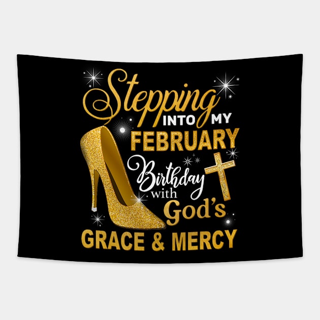 Stepping Into My February Birthday With Gods Grace And Mercy Tapestry by Mitsue Kersting