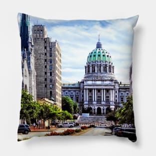 Harrisburg PA - Capitol Building Seen from State Street Pillow